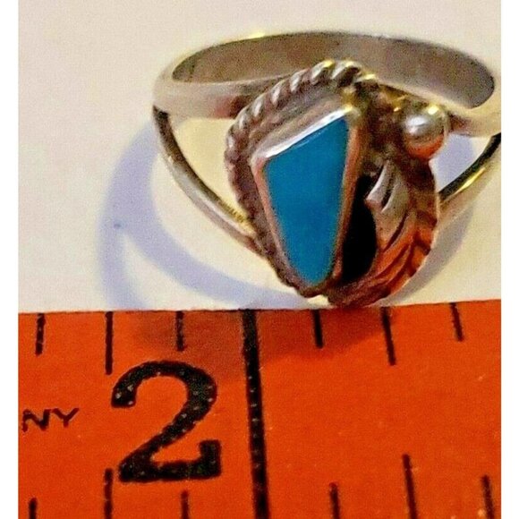 Navajo Turquoise Ring sz 4.5 Sterling    (NAR 1432) - Picture 4 of 4